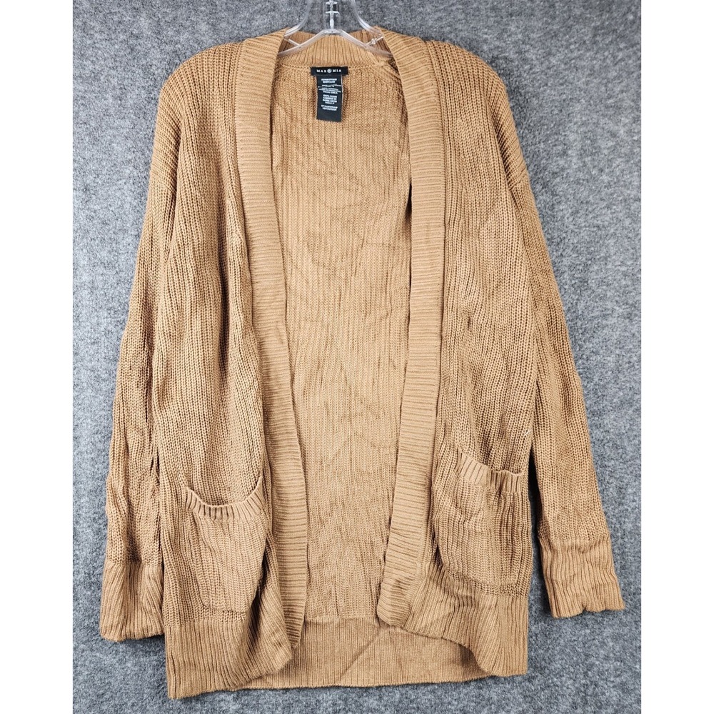 Max & Mia Cardigan Womens S XS9216US/0M Brown Open Front Cotton Pockets EUC